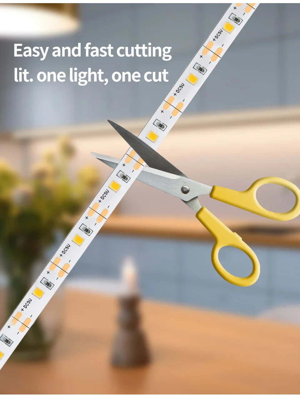 Hand Sweep LED Strip Lights 1M 2M 3M 4M 5M 10M LED Strip with Hand Sweep Motion Sensor Switch for Kitchen Stairs Wardrobe