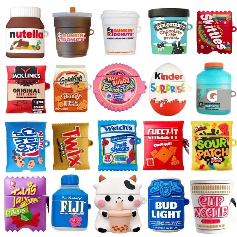 Limited Edition Eco-Friendly Silicone AirPods Pro Case - 3D Cartoon Snacks & Drinks Design