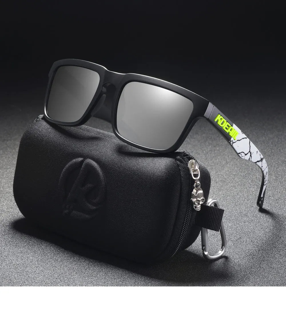 KDEAM Men's Polarized Sunglasses Square Casual Outdoors Sun Glasses Women Unisex Sunglass For Couple With Zipper Case