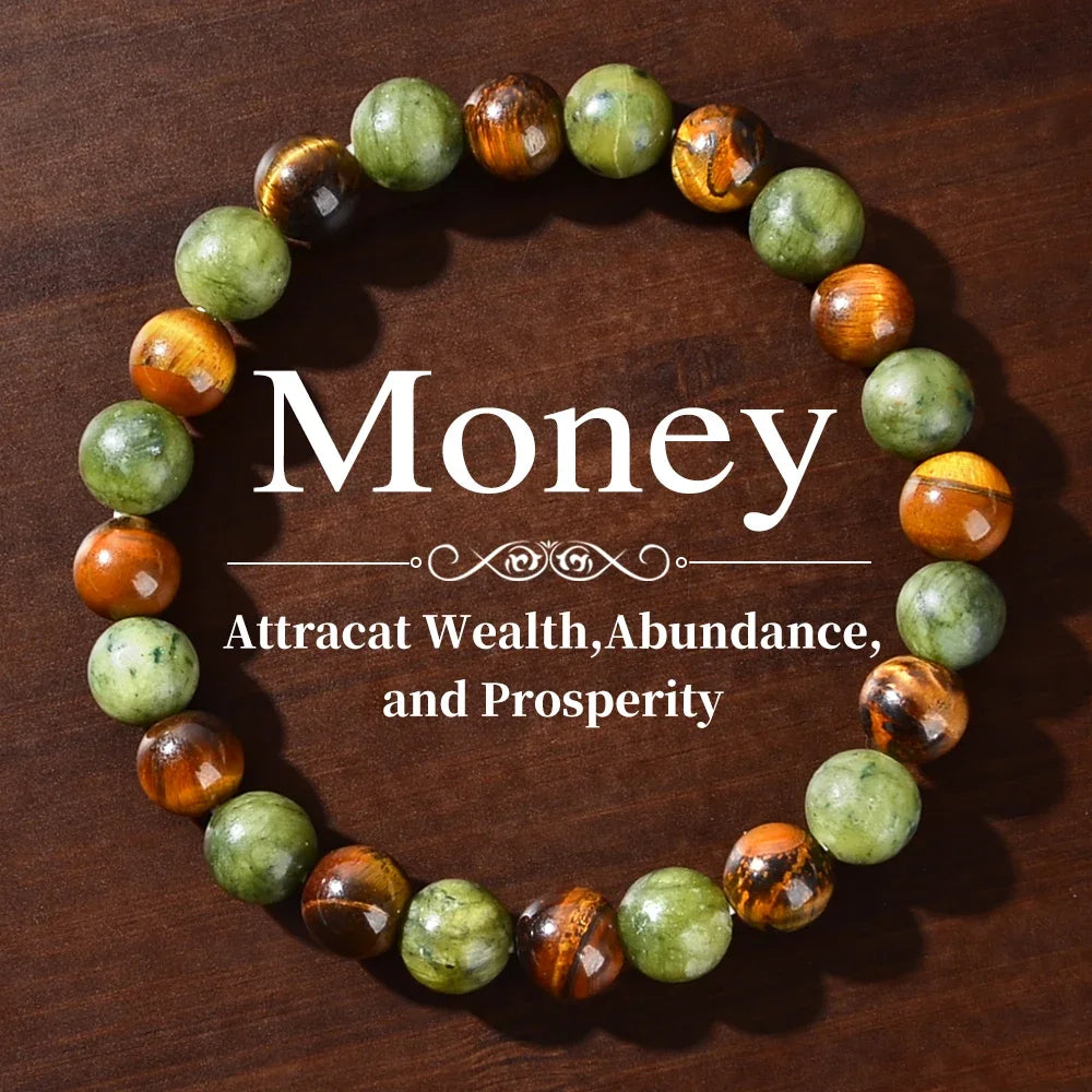 Natural Stone Symbolic Beaded Bracelet Women Men Anxiety Relief Protection Money Spiritual Inner Self-Love Jewelry