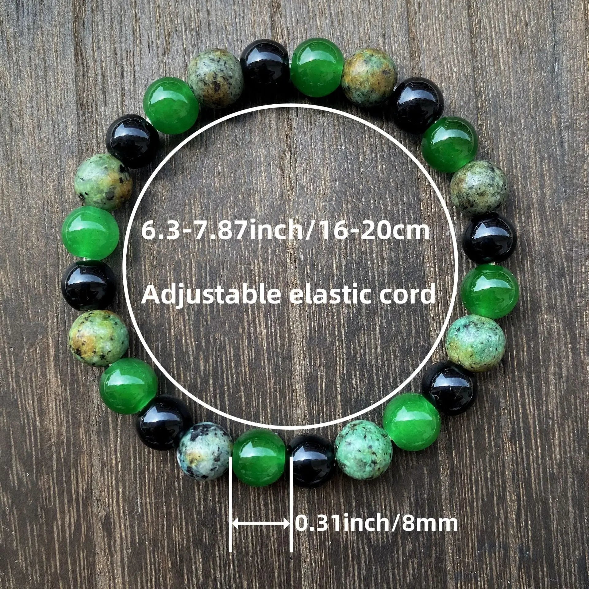 Fashionable 8mm Green Beaded Bracelet - Handmade Elastic Rope Bracelet - The Best Gift to Give