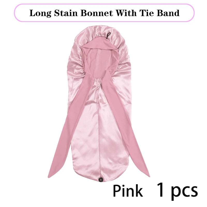 Silk Satin Hair Bonnet for Sleeping – Extra Long, Elastic Band, Protective Night Cap for Long Hair – Custom Logo Available