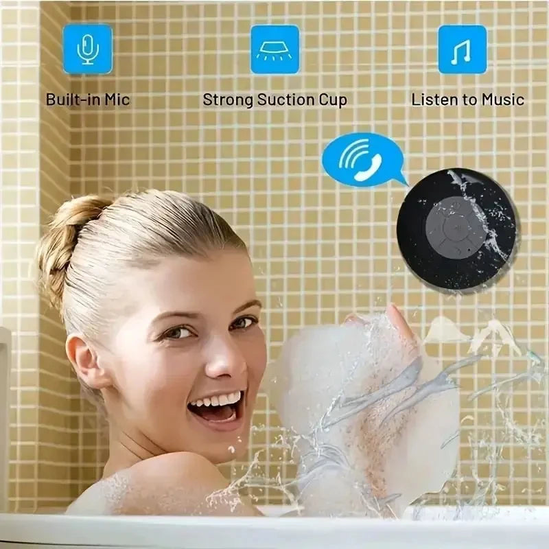 Portable Bluetooth Wireless Waterproof Speaker With Suction Cup Small Stereo For Car Bathroom Mobile Music Listening Device