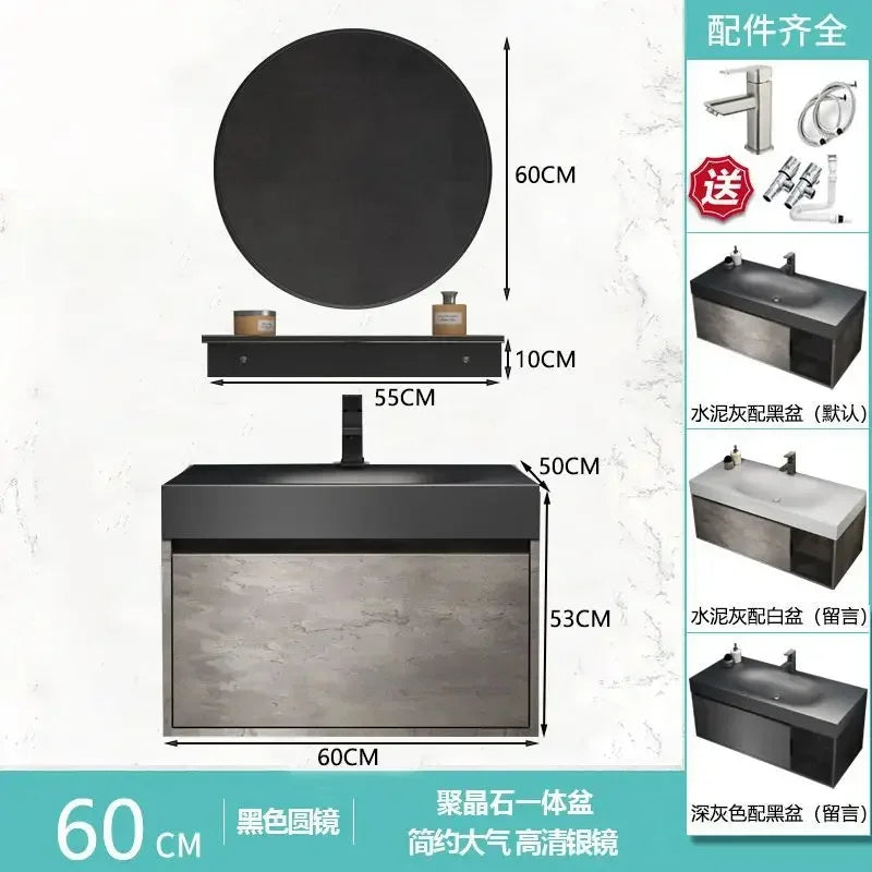 Modern Bathroom Cabinet Smart Mirror Cabinet Rock Integrated Washbasin Bathroom Vanity Cabinets with Sink Bathroom Furniture