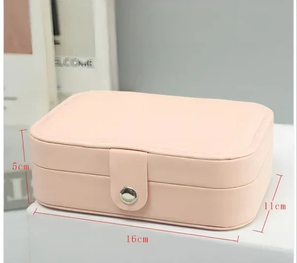 2024 Portable Leather Jewelry Box – Travel Jewelry Organizer Case with Zipper & Button Closure