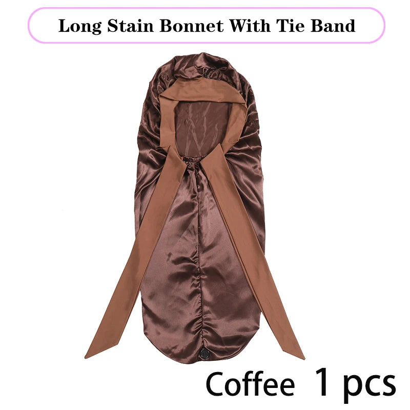 Silk Satin Hair Bonnet for Sleeping – Extra Long, Elastic Band, Protective Night Cap for Long Hair – Custom Logo Available