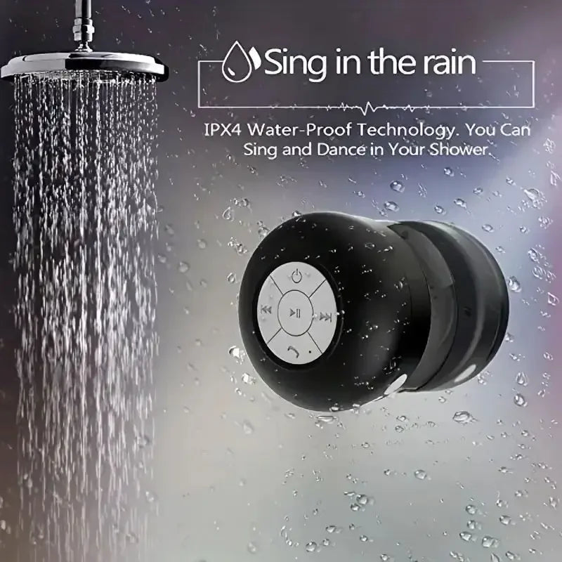 Portable Bluetooth Wireless Waterproof Speaker With Suction Cup Small Stereo For Car Bathroom Mobile Music Listening Device