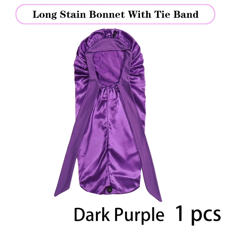 Silk Satin Hair Bonnet for Sleeping – Extra Long, Elastic Band, Protective Night Cap for Long Hair – Custom Logo Available