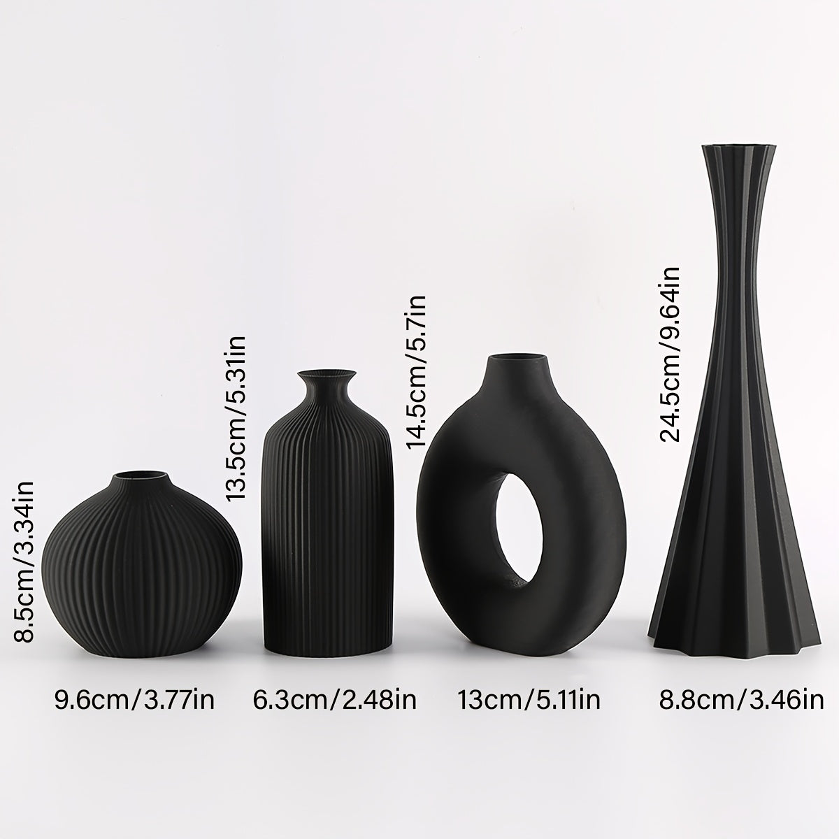 4pcs Bohemian Style Matte Vase Set • Geometric Design Minimalist Home Decor • Plastic Material Cylinder Shape • No Electricity or Battery Needed • Home Decor Vases | Bohemian Style Vases | Plastic Vases, Vases Home De