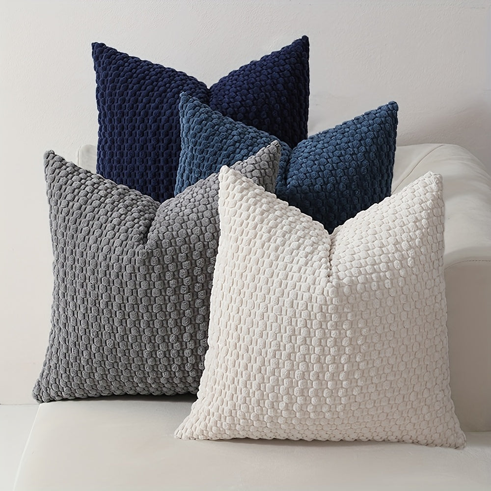 [4pcs Velvet Sofa Pillows] 4pcs Soft Velvet Modern Double-Sided Design Sofa Pillows | Durable, Machine-Washable Cushion Covers for Sofa and Bed Decoration