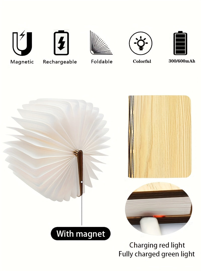 LED Desk Lamp with USB Charging - Foldable Modern Table Lamp, USB-Powered, No Wiring Needed, Compact Design for Bedroom, Office, Shelf, or Gift - Easy Setup