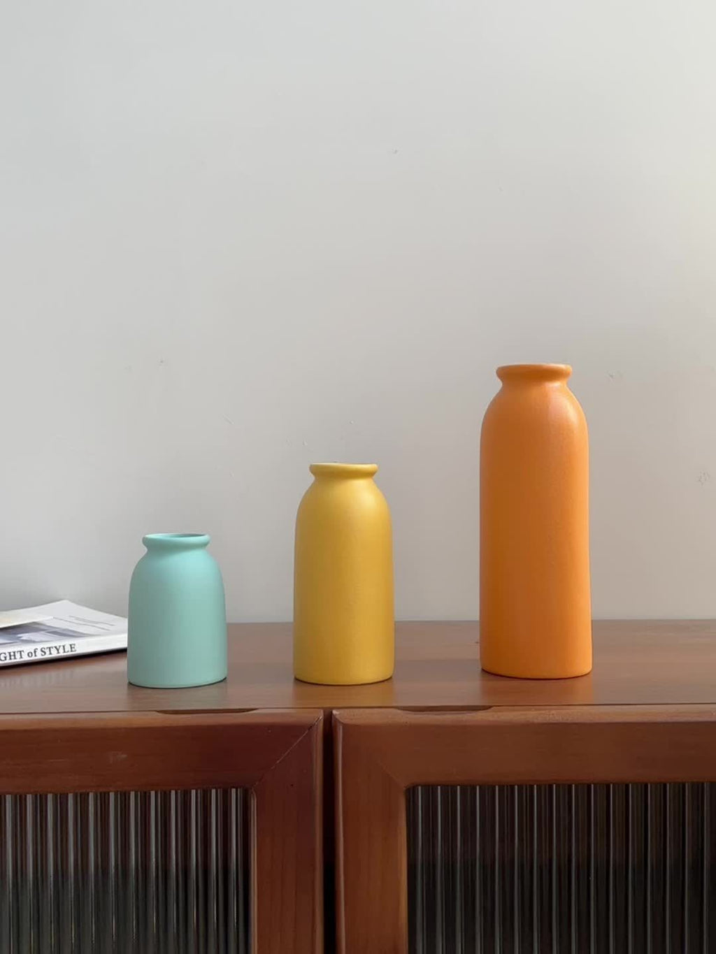 [Mother's Day, Bohemian Ceramic Vase] 3pcs Neutral Matte Ceramic Vase Set - Cylinder Shape for Elegant Home & Living Room Decor - Ideal Mother's Day Gift