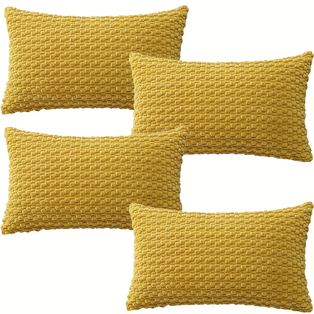 [4pcs Velvet Sofa Pillows] 4pcs Soft Velvet Modern Double-Sided Design Sofa Pillows | Durable, Machine-Washable Cushion Covers for Sofa and Bed Decoration