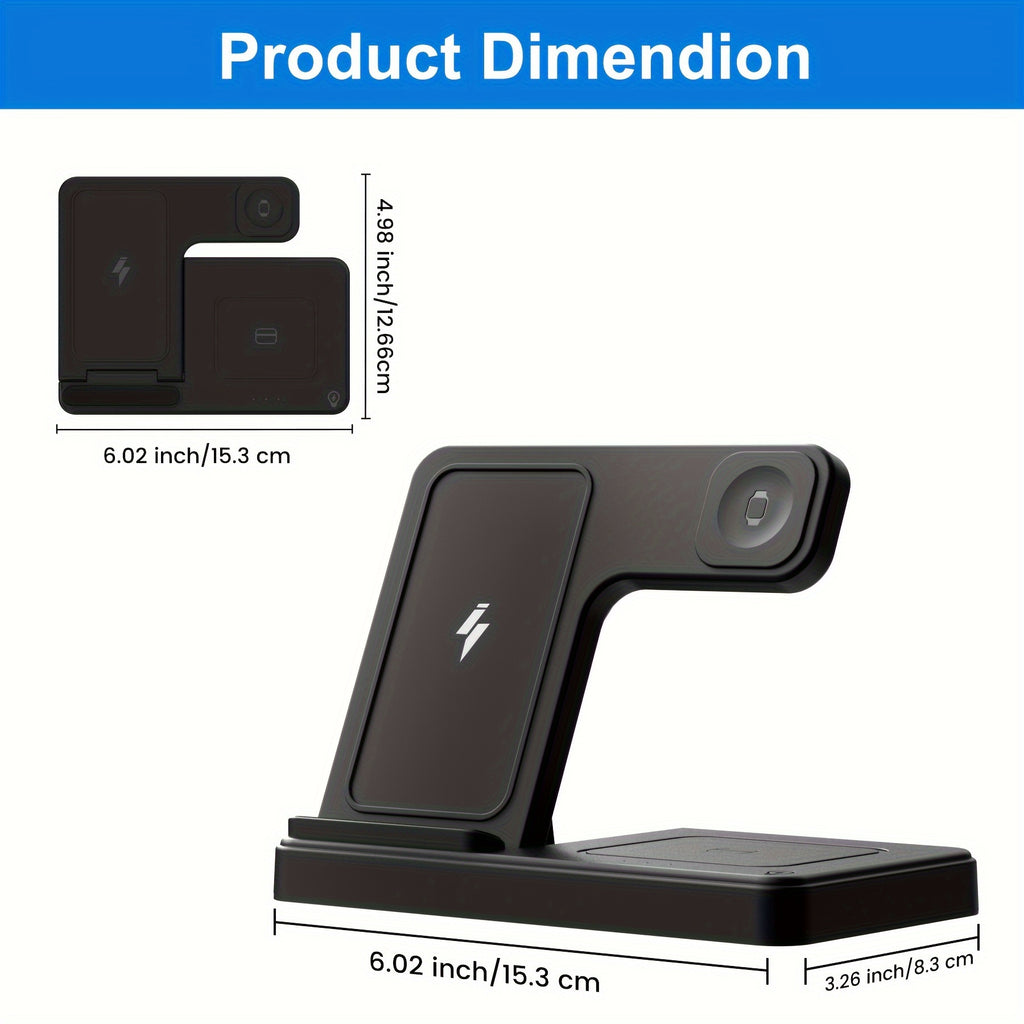 Wireless Charging Station 3 in 1 Standard 15W for Mag-Safe Fast Wireless Charger Stand, for Iphone 17 16 15 14 13 12 11 X 8 Pro Max/Pro/Mini/Plus, for Iwatch Ultra 10/9/8 7/6/5/4/3/2 SE, for Airpods 4/3/2/Pro/Pro2, Halloween/