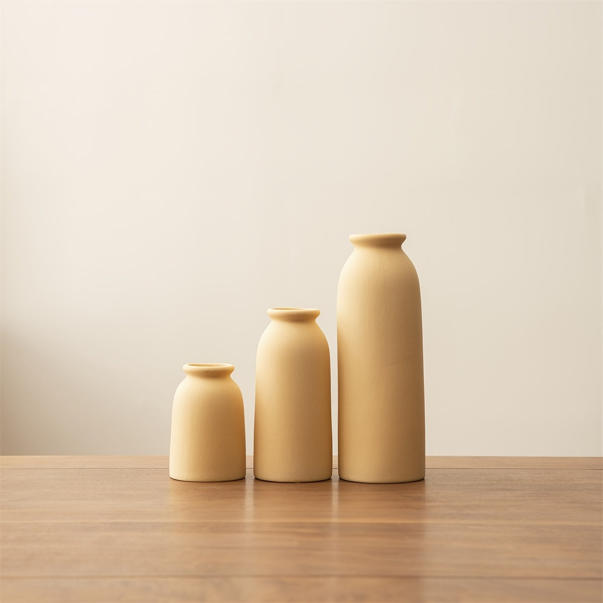 [Mother's Day, Bohemian Ceramic Vase] 3pcs Neutral Matte Ceramic Vase Set - Cylinder Shape for Elegant Home & Living Room Decor - Ideal Mother's Day Gift