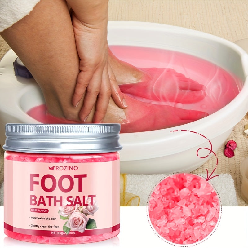 ROZINO Rose-Infused Sea Salt Foot Soak - 60g, Deep Cleansing & Moisturizing Bath Bomb for Dry, Cracked Feet - Perfect Gift for Women