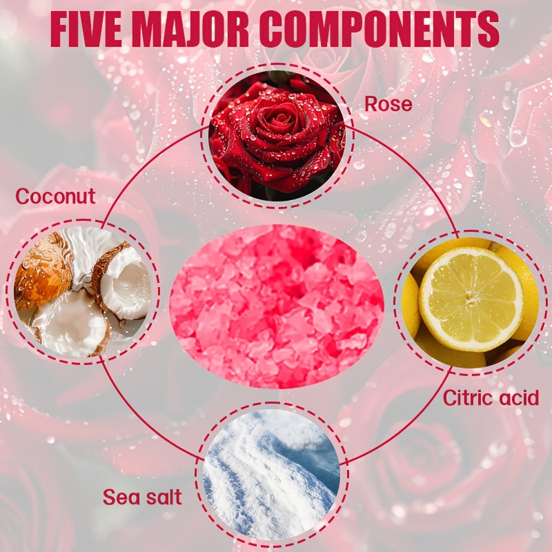 ROZINO Rose-Infused Sea Salt Foot Soak - 60g, Deep Cleansing & Moisturizing Bath Bomb for Dry, Cracked Feet - Perfect Gift for Women