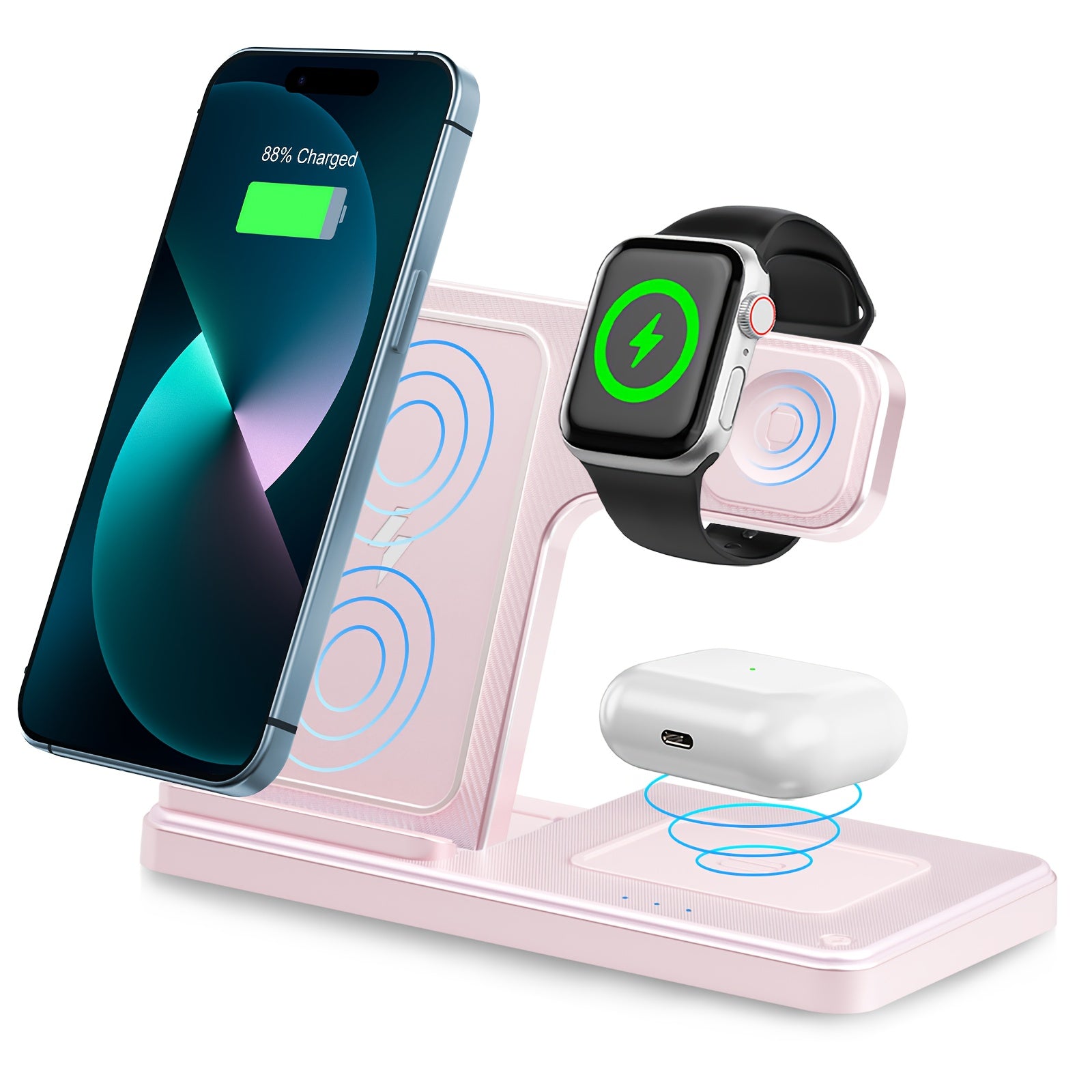 Wireless Charging Station 3 in 1 Standard 15W for Mag-Safe Fast Wireless Charger Stand, for Iphone 17 16 15 14 13 12 11 X 8 Pro Max/Pro/Mini/Plus, for Iwatch Ultra 10/9/8 7/6/5/4/3/2 SE, for Airpods 4/3/2/Pro/Pro2, Halloween/