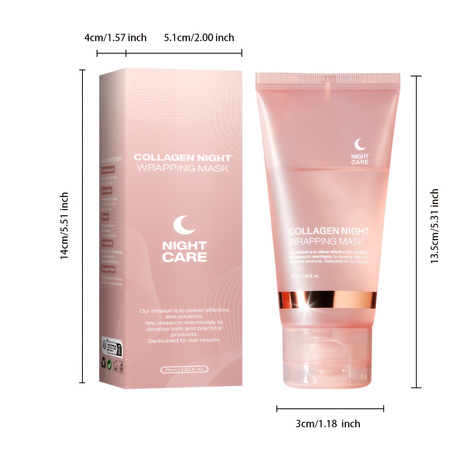 Collagen Night Wrap Mask, Alcohol-Free Mild, Deep Penetration, Nourish and Firm, Facial Glow and Luster, with Jelly Brush, Suitable for All Light Beige Types, Light Beige, Halloween Christmas Valentine's Day Gift, First Choic