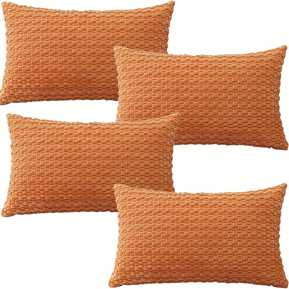 [4pcs Velvet Sofa Pillows] 4pcs Soft Velvet Modern Double-Sided Design Sofa Pillows | Durable, Machine-Washable Cushion Covers for Sofa and Bed Decoration