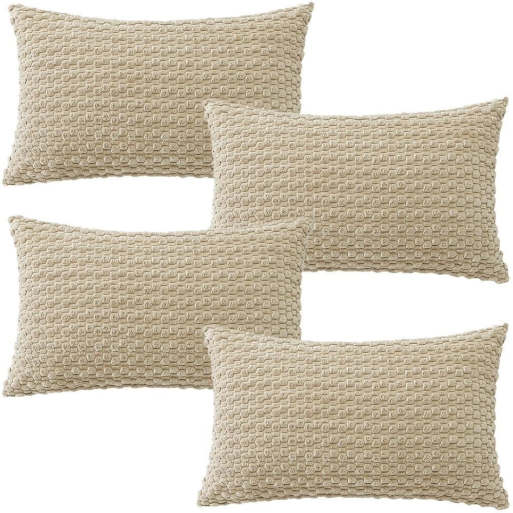 [4pcs Velvet Sofa Pillows] 4pcs Soft Velvet Modern Double-Sided Design Sofa Pillows | Durable, Machine-Washable Cushion Covers for Sofa and Bed Decoration