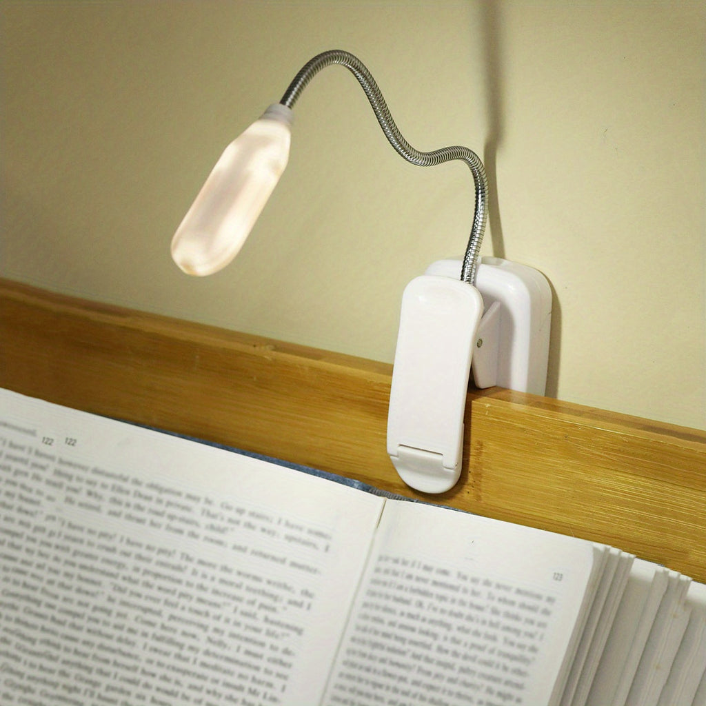 [Desk Lamp For Home & Workspace] 1pc Adjustable LED Desk Lamp with Clip | Battery-Powered, Push Button Control | Ergonomic for Reading, Bedside, Office | Modern Minimalist Lighting