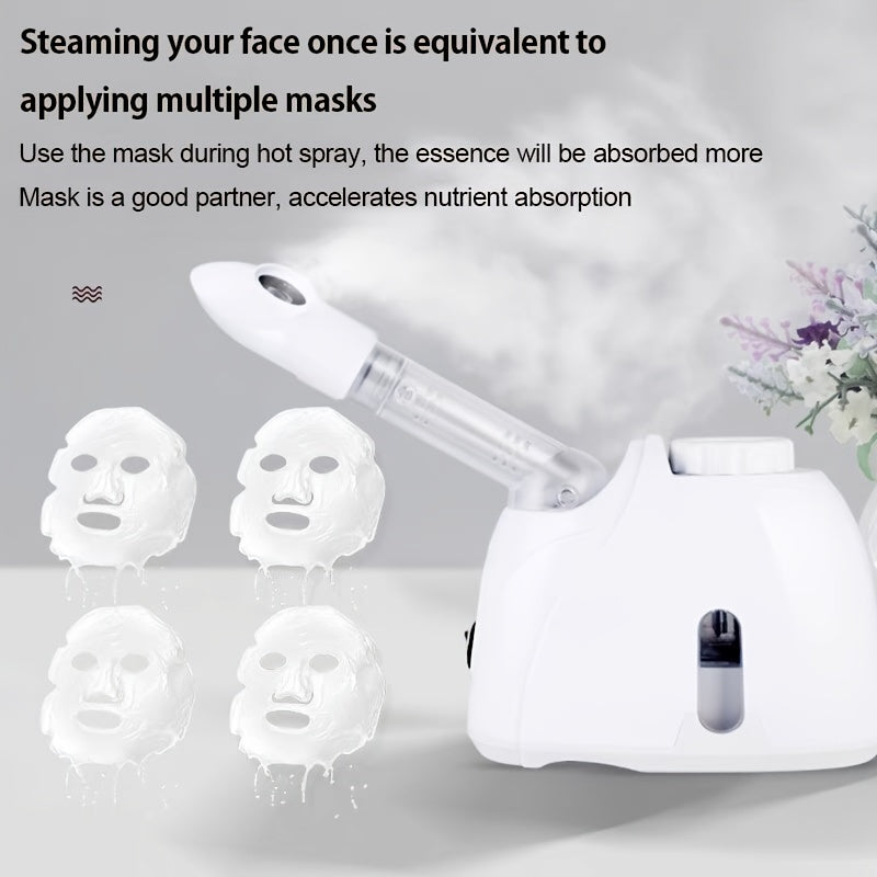 KSKIN Facial Steamer with Nano Mist - for Deep Moisturizing, Open/Closed Eye Use, Compact Face Steamer with Plug (110V), Care Device for, Salon, Spa - Softens Fine Lines, Improves Complexion, Salon Skincare, Sleek Design, Eff