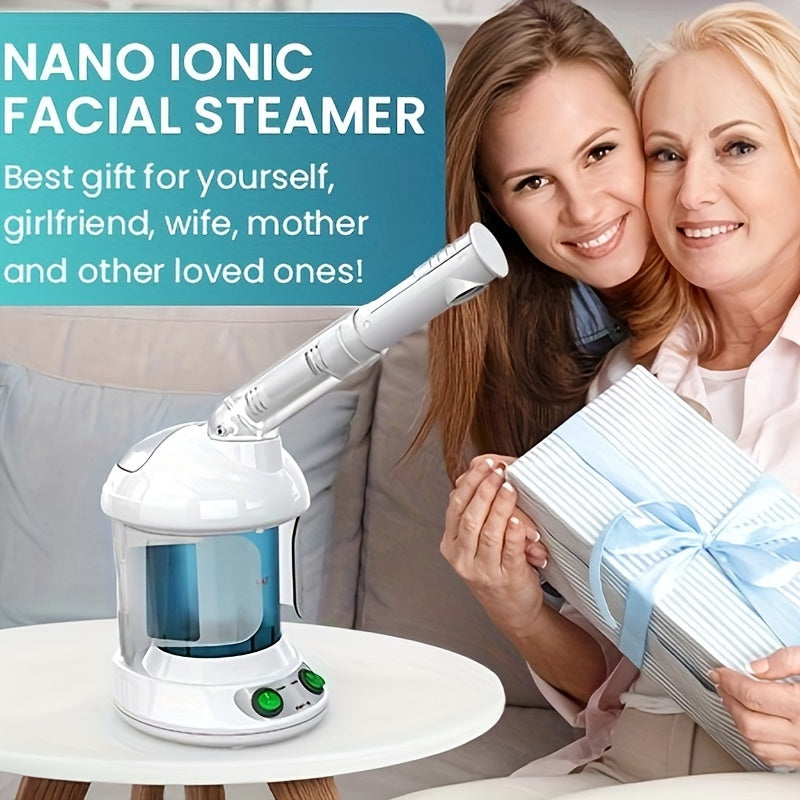 Facial Steamer, Fulog Nano Ionic Face Steamer For Facial Deep Cleaning Home Facial Spa, Portable Facial Steamer With 360° Rotatable Arm And Steel Skin Kits, Personal Care Use At Home Or Salon