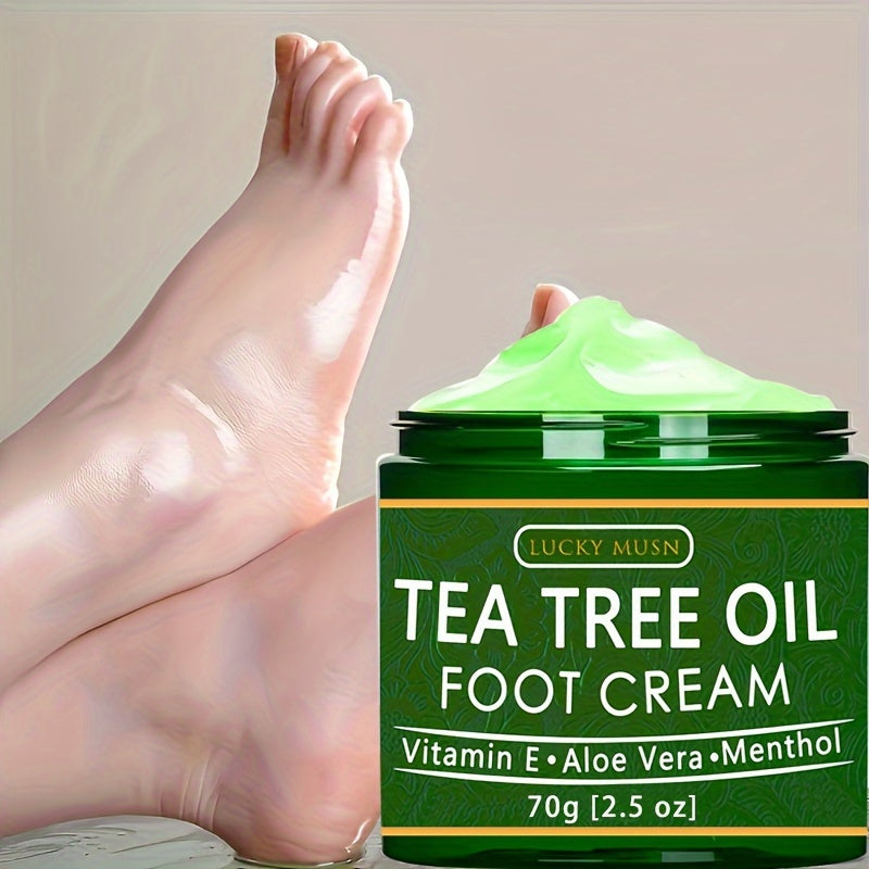 LUCK MUSN Tea Tree Oil Foot Cream - 2oz with Aloe Vera, Hyaluronic Acid & Honey, Suitable for  Beige, Suitable for All Beige Types