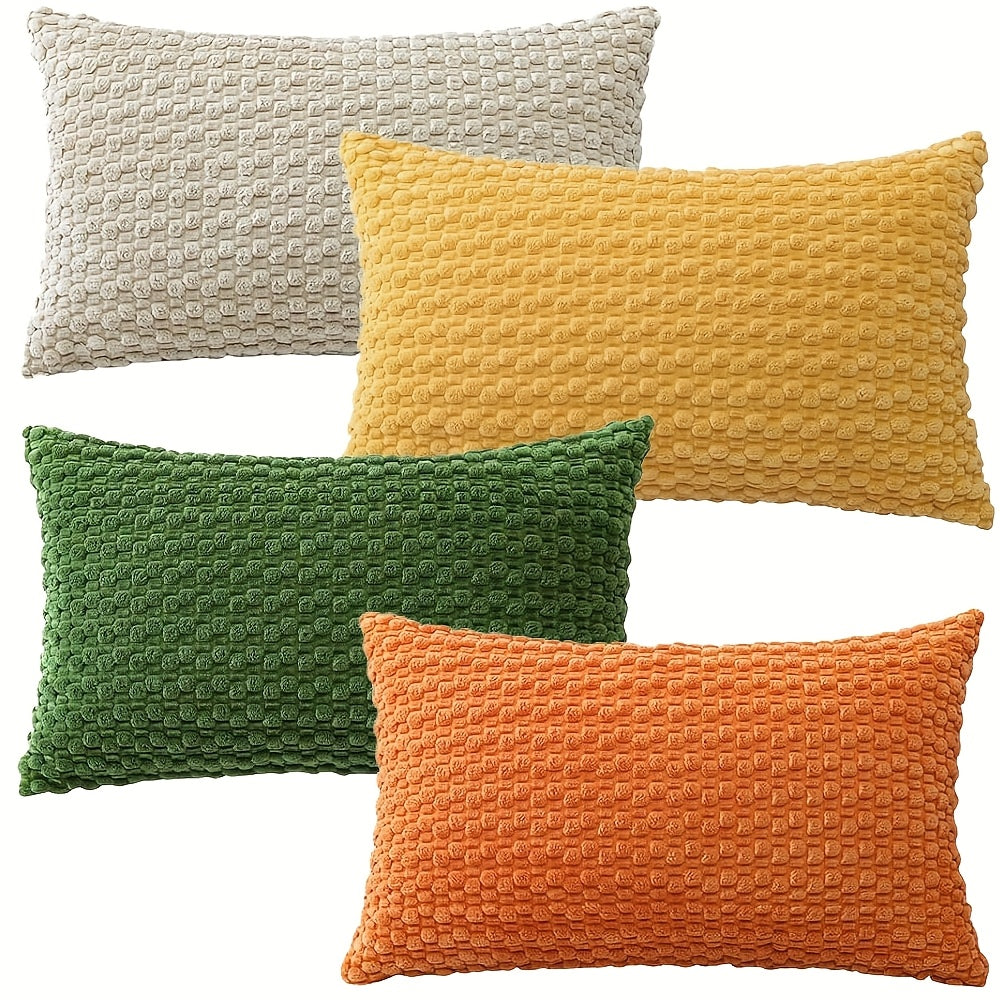 [4pcs Velvet Sofa Pillows] 4pcs Soft Velvet Modern Double-Sided Design Sofa Pillows | Durable, Machine-Washable Cushion Covers for Sofa and Bed Decoration