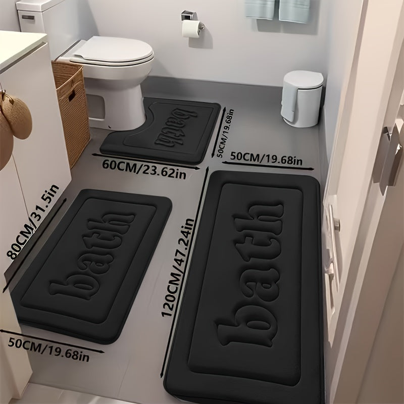 Memory Foam Bathroom Rug Set, Ultra Soft and Super Absorbent Coral Toilet U-Shaped Mat Combo for Bathtub, Shower, Kitchen, Bedroom & Restroom – Home Decor Accessories, Kitchen Mat, Shower Rug, Cozy Bath Set, Absorbent Fabri