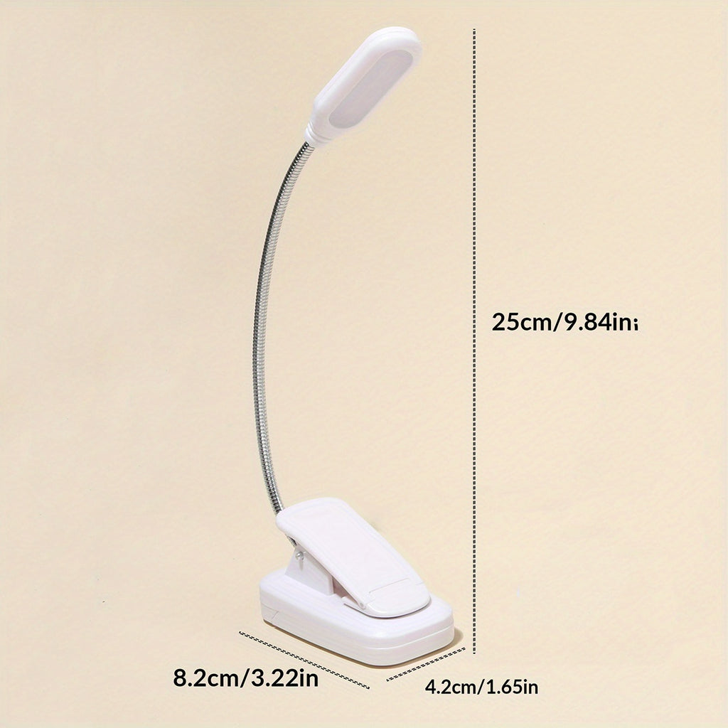 [Desk Lamp For Home & Workspace] 1pc Adjustable LED Desk Lamp with Clip | Battery-Powered, Push Button Control | Ergonomic for Reading, Bedside, Office | Modern Minimalist Lighting