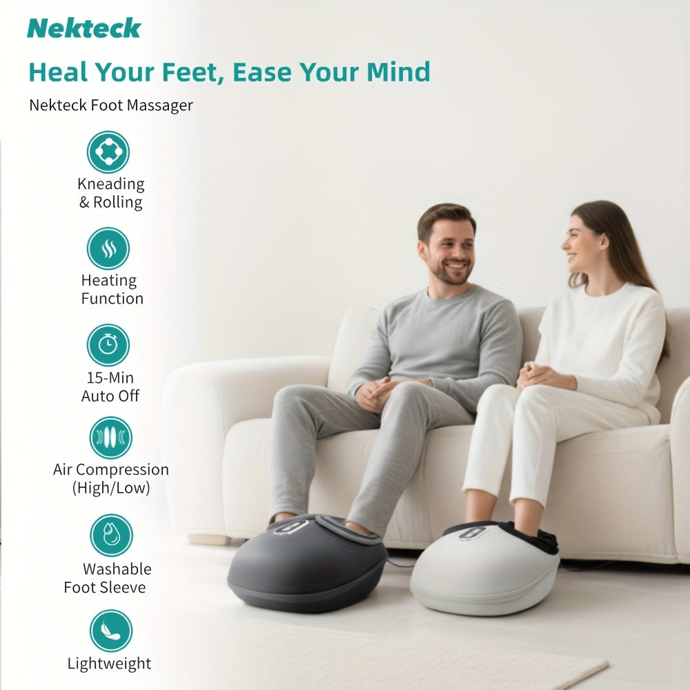 Relaxing Shiatsu Foot Massager Machine - Deep Kneading, Soothing Heat, Air Compression for Enhanced Blood Circulation and Foot Wellness - Ideal for Home or Office Use, Perfect Christmas Gift (Gray)