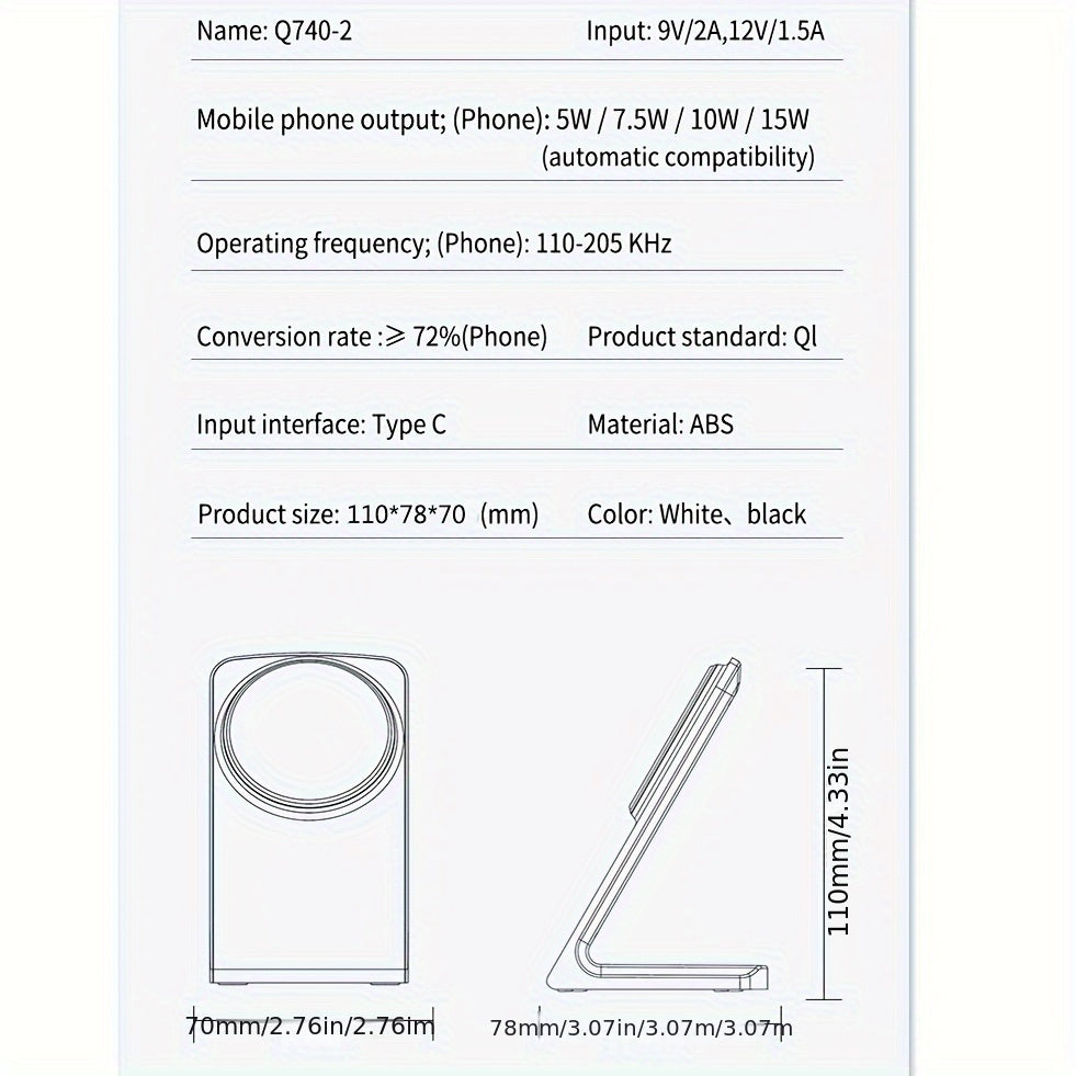 [Apple Wireless Charger] Apple Wireless Charger for iPhone 12/13/14/15/16/17 Pro Max, 15W Fast Charging Magnetic Desk Stand, Apple AirPods Charging Station, Vertical Wireless Phone Dock