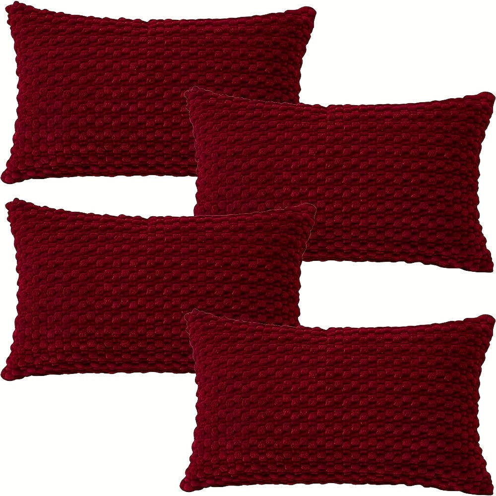 [4pcs Velvet Sofa Pillows] 4pcs Soft Velvet Modern Double-Sided Design Sofa Pillows | Durable, Machine-Washable Cushion Covers for Sofa and Bed Decoration