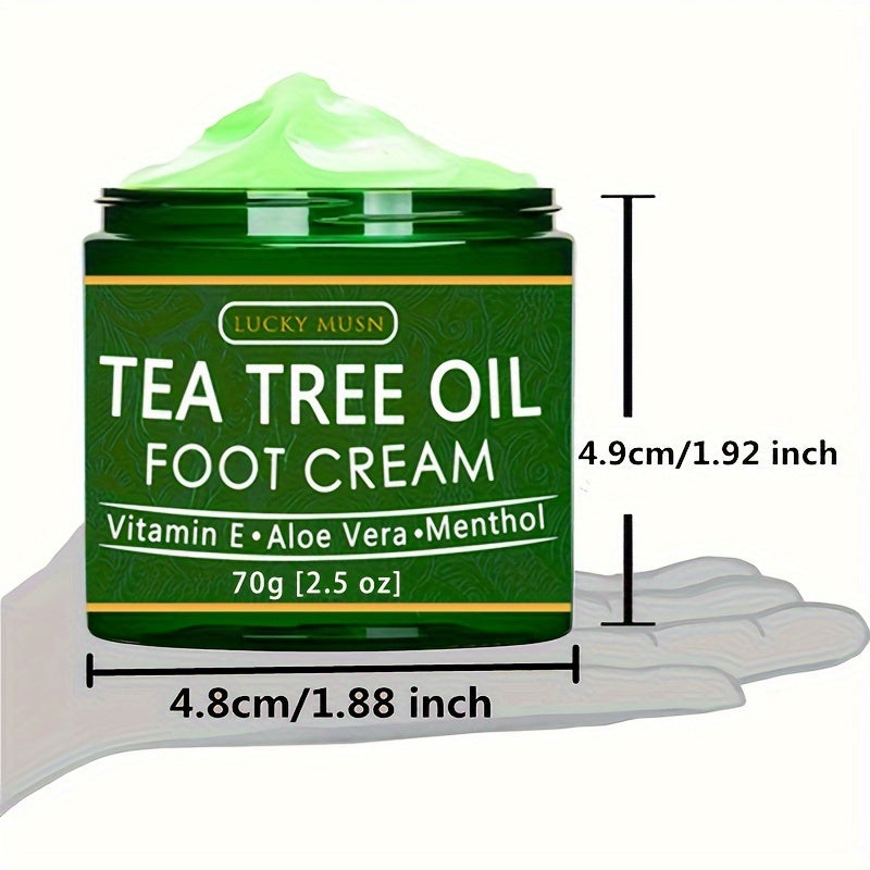 LUCK MUSN Tea Tree Oil Foot Cream - 2oz with Aloe Vera, Hyaluronic Acid & Honey, Suitable for  Beige, Suitable for All Beige Types