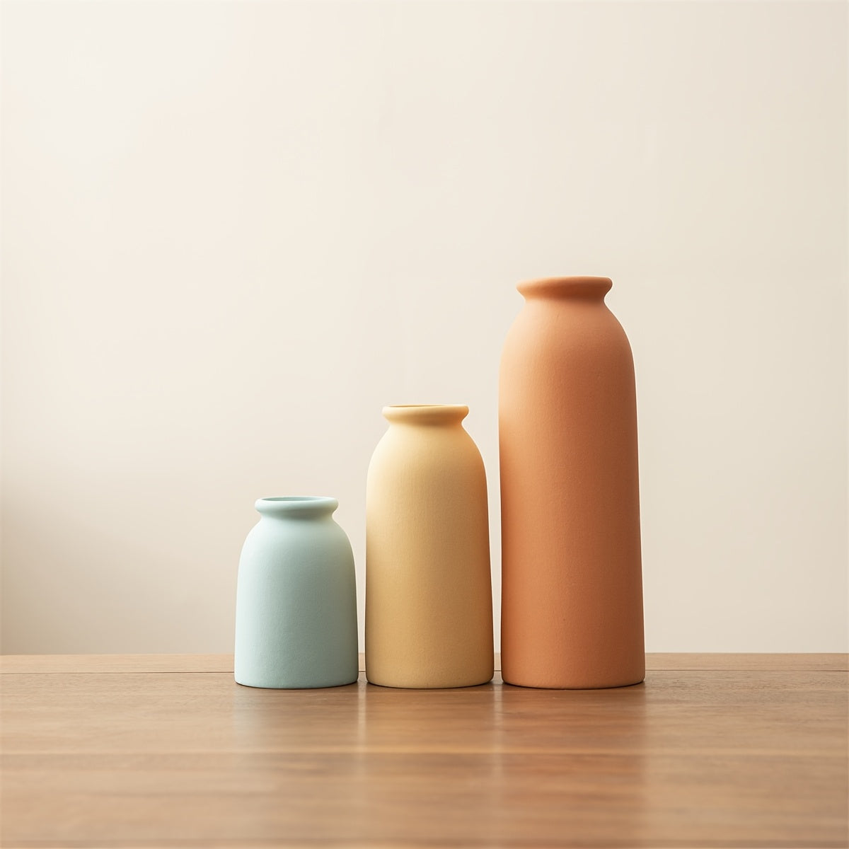 [Mother's Day, Bohemian Ceramic Vase] 3pcs Neutral Matte Ceramic Vase Set - Cylinder Shape for Elegant Home & Living Room Decor - Ideal Mother's Day Gift