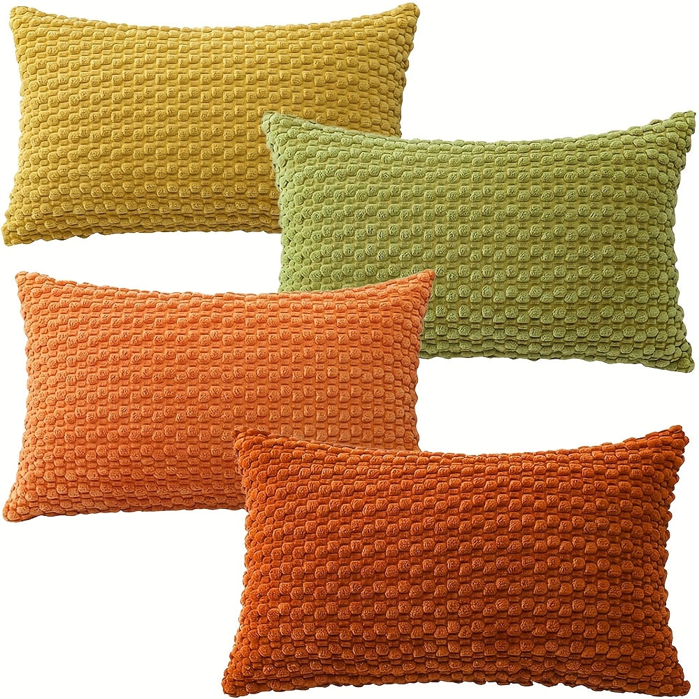 [4pcs Velvet Sofa Pillows] 4pcs Soft Velvet Modern Double-Sided Design Sofa Pillows | Durable, Machine-Washable Cushion Covers for Sofa and Bed Decoration