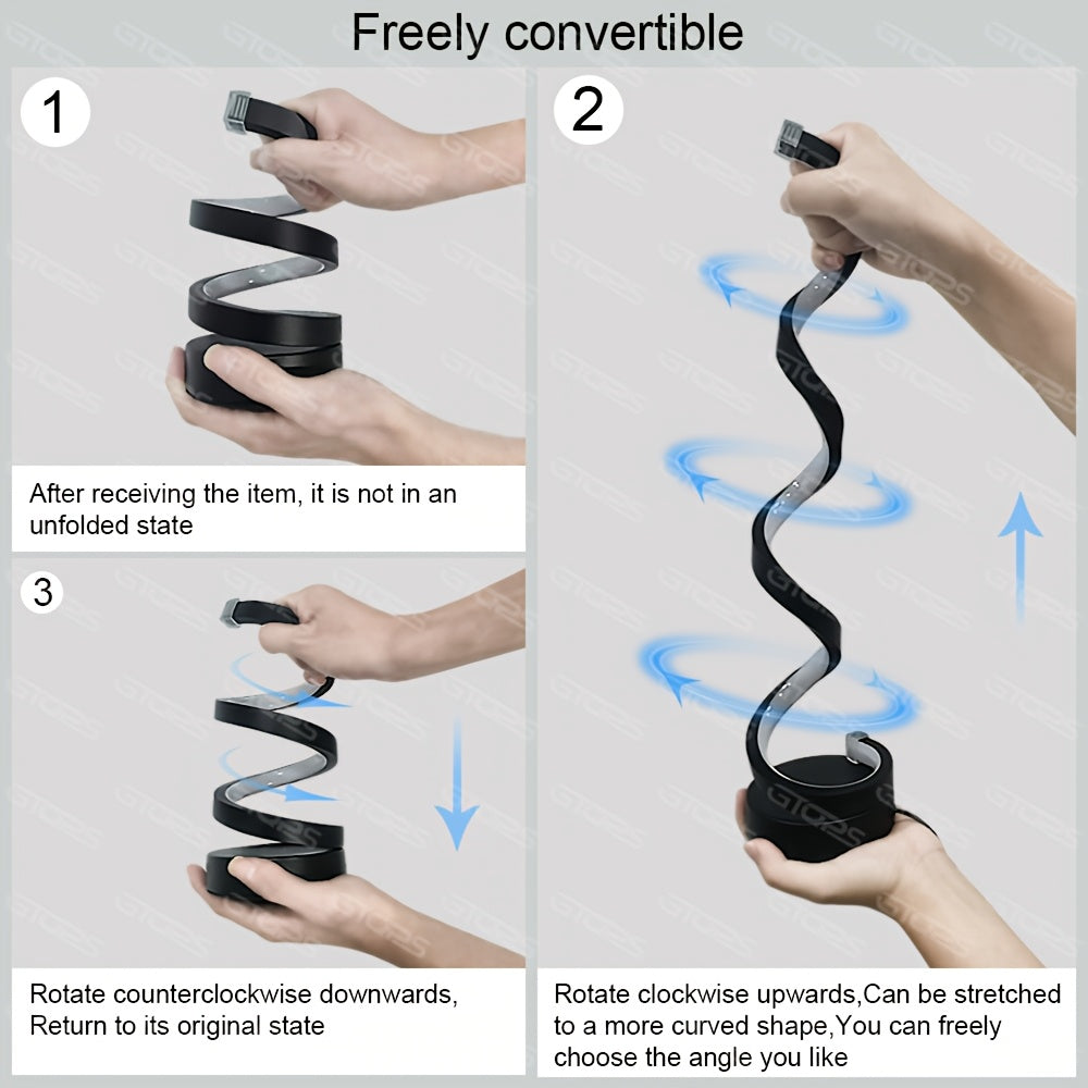 [Modern Minimalist Spiral Lamp] 2/1 Pack Modern Minimalist Spiral Table Lamp - Touch Lamp with USB C Charging Ports, 3 Way Dimmable LED Bedside Lamp for Bedroom, Living Room, Desk, Bulb Included (Black/White)