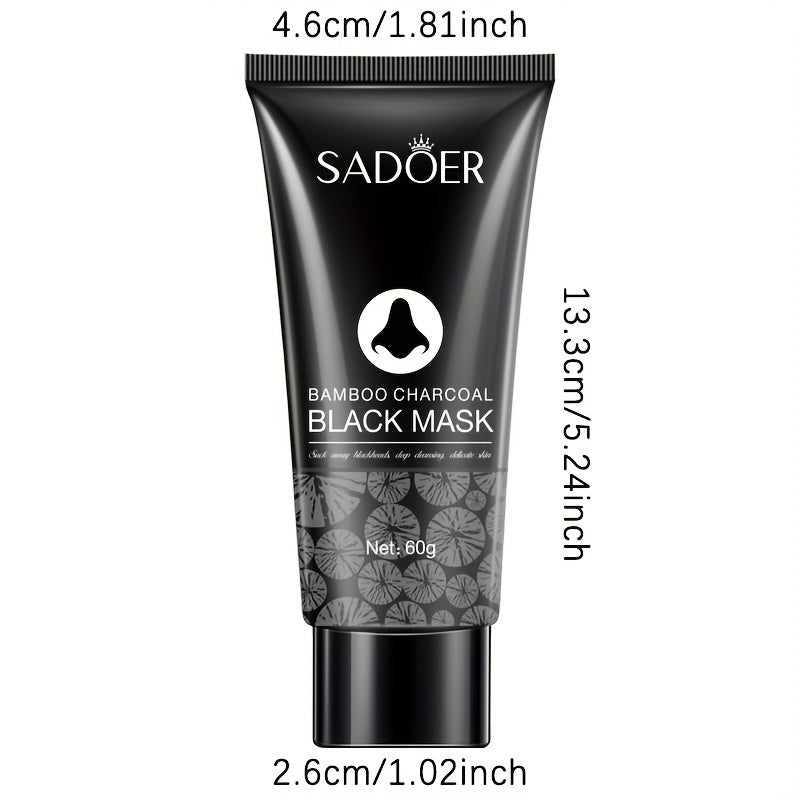[Bamboo Charcoal Black Mask] Sadoer Bamboo Charcoal Black Mask - Alcohol-Free, Moisturizing Facial Cleansing & Pore Cleansing for All Light Beige Types, Unisex Adult Skincare, Natural Bamboo Charcoal Formula for Deep Cleansin