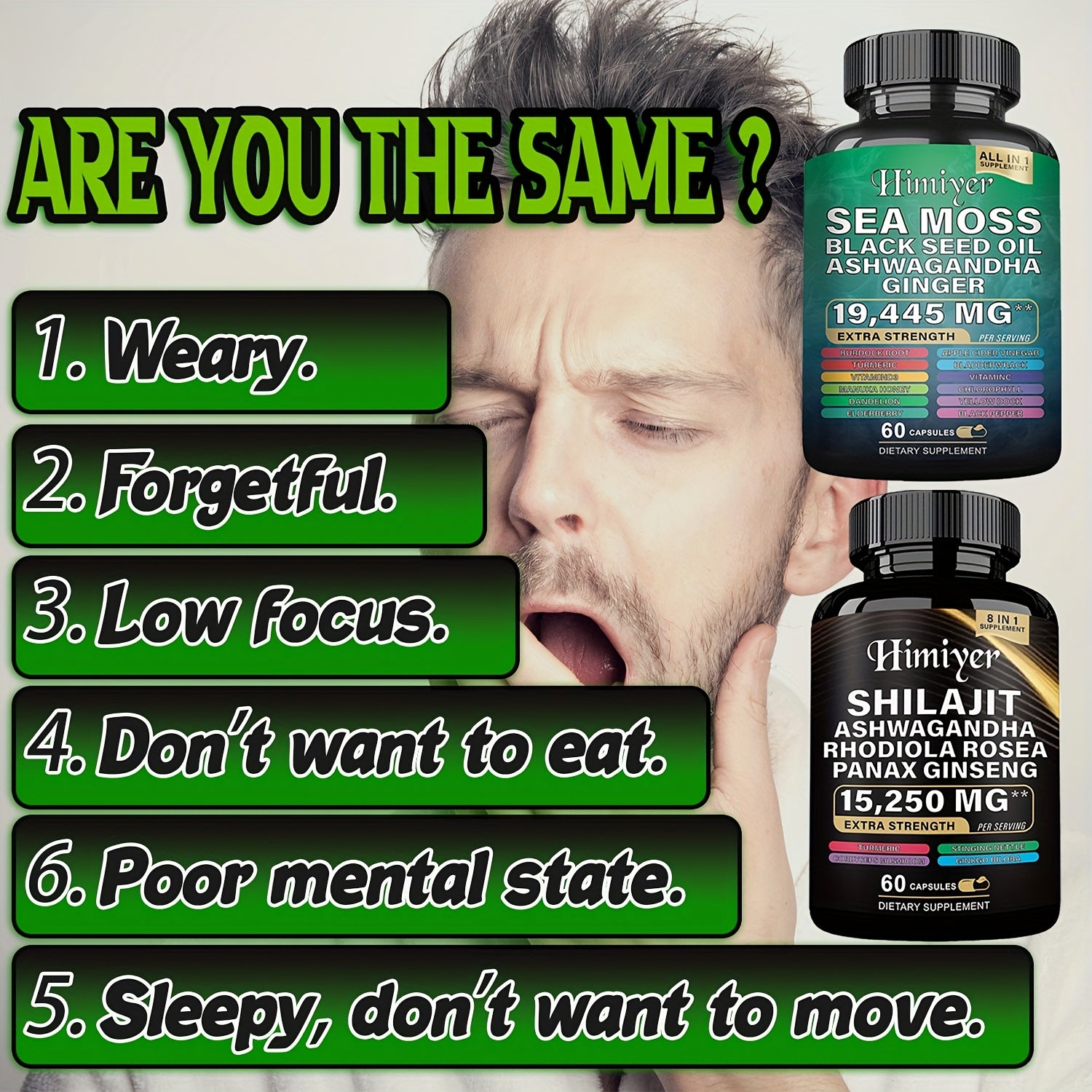 [Energy Pack] 19445Mg+15250Mg Sports Health Energy Pack | Shilajit And Seamoss Ginger South African Drunken Eggplant Capsule, Sea Moss 7000Mg, Black Seed Oil 4000Mg, Ashwagandha 2000Mg, Ginger And Shilajit 9000Mg, Rhodiola Ro