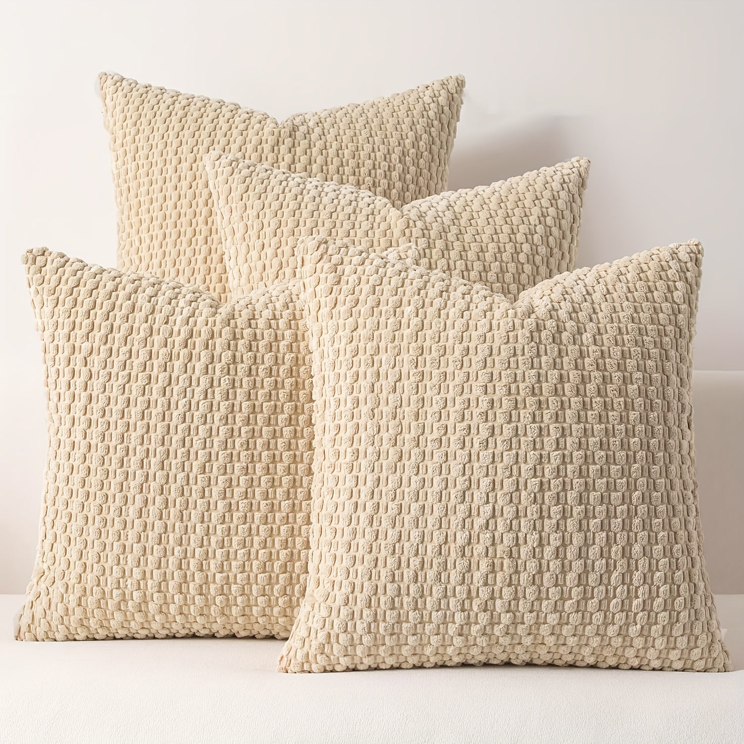 [4pcs Velvet Sofa Pillows] 4pcs Soft Velvet Modern Double-Sided Design Sofa Pillows | Durable, Machine-Washable Cushion Covers for Sofa and Bed Decoration