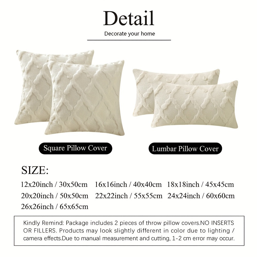 Bohemian Geometric-Pattern Throw Pillow Covers, Set of 2, Polyester Velvet with Woven Zipper Closure, Machine Washable - Decorative Cushion Covers for Various Room Types