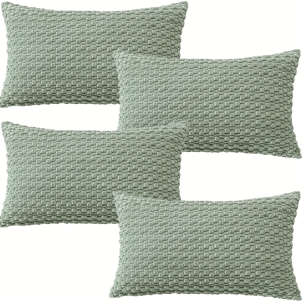 [4pcs Velvet Sofa Pillows] 4pcs Soft Velvet Modern Double-Sided Design Sofa Pillows | Durable, Machine-Washable Cushion Covers for Sofa and Bed Decoration