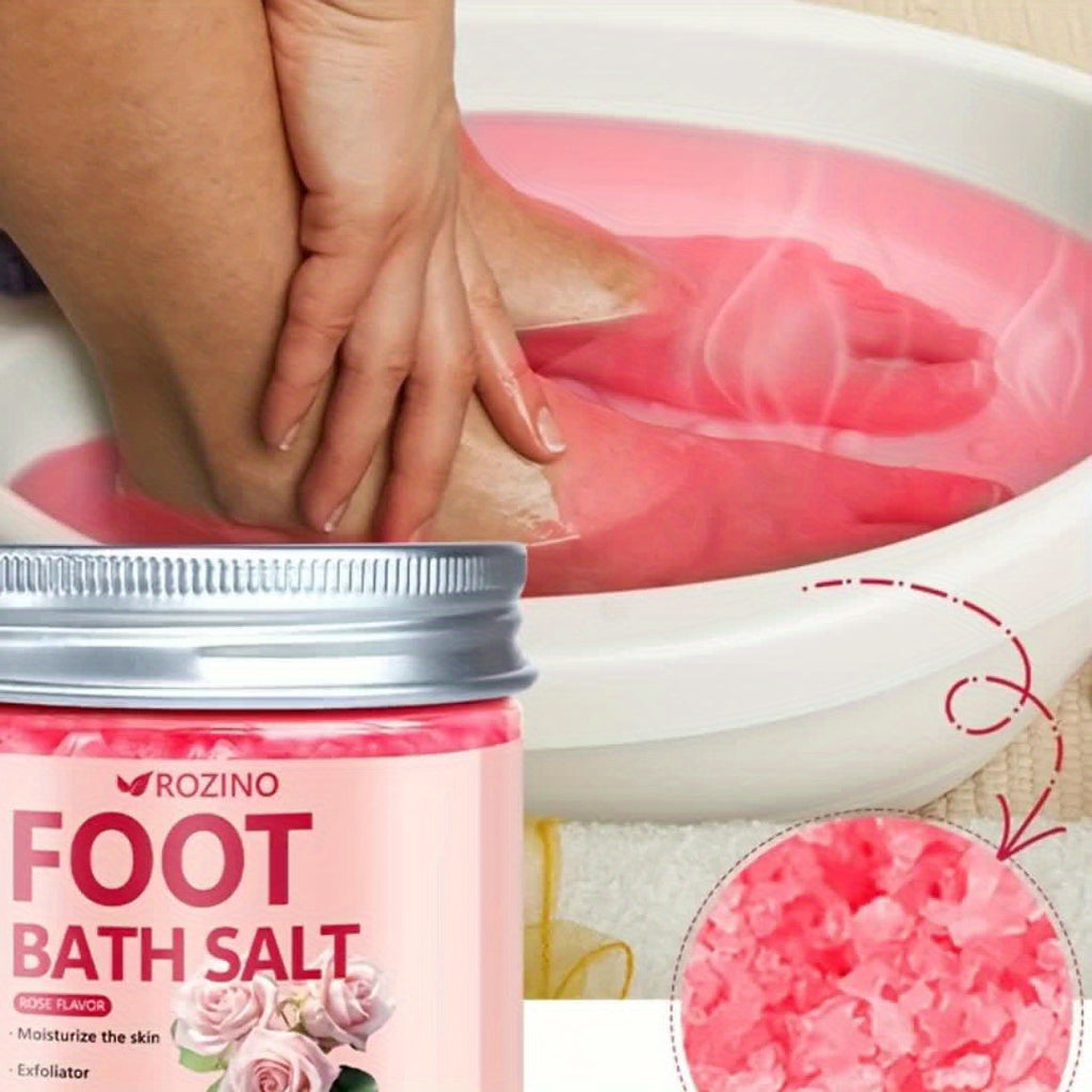 ROZINO Rose-Infused Sea Salt Foot Soak - 60g, Deep Cleansing & Moisturizing Bath Bomb for Dry, Cracked Feet - Perfect Gift for Women