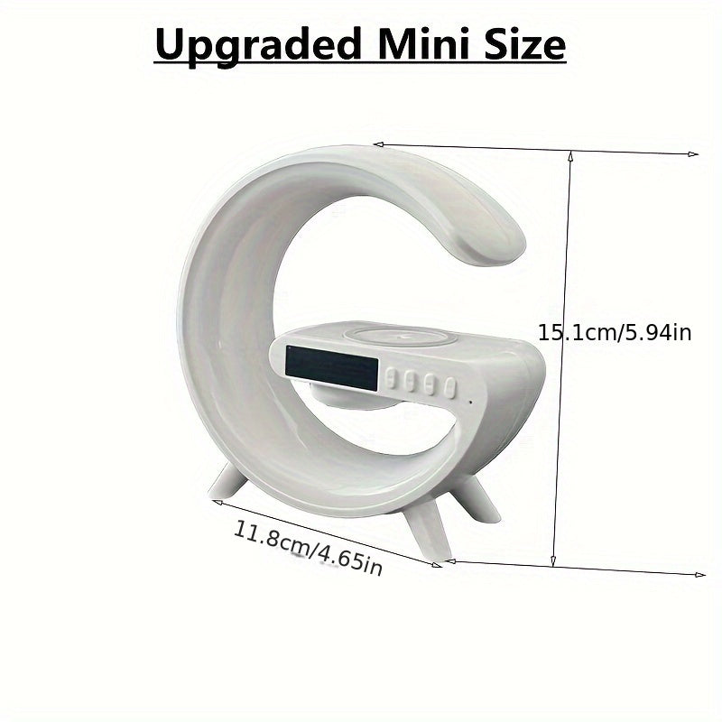 Wireless Charger Stand Speaker Rhythm RGB Light Smart Alarm Clock for iPhone 16 15 14 13 12 Pro Max Plus AirPods for Samsung for Xiaomi 15 14 13 12 for Bedroom Dimmable Table Lamp with Fast Wireless Charge for Adults Dorm, Gi