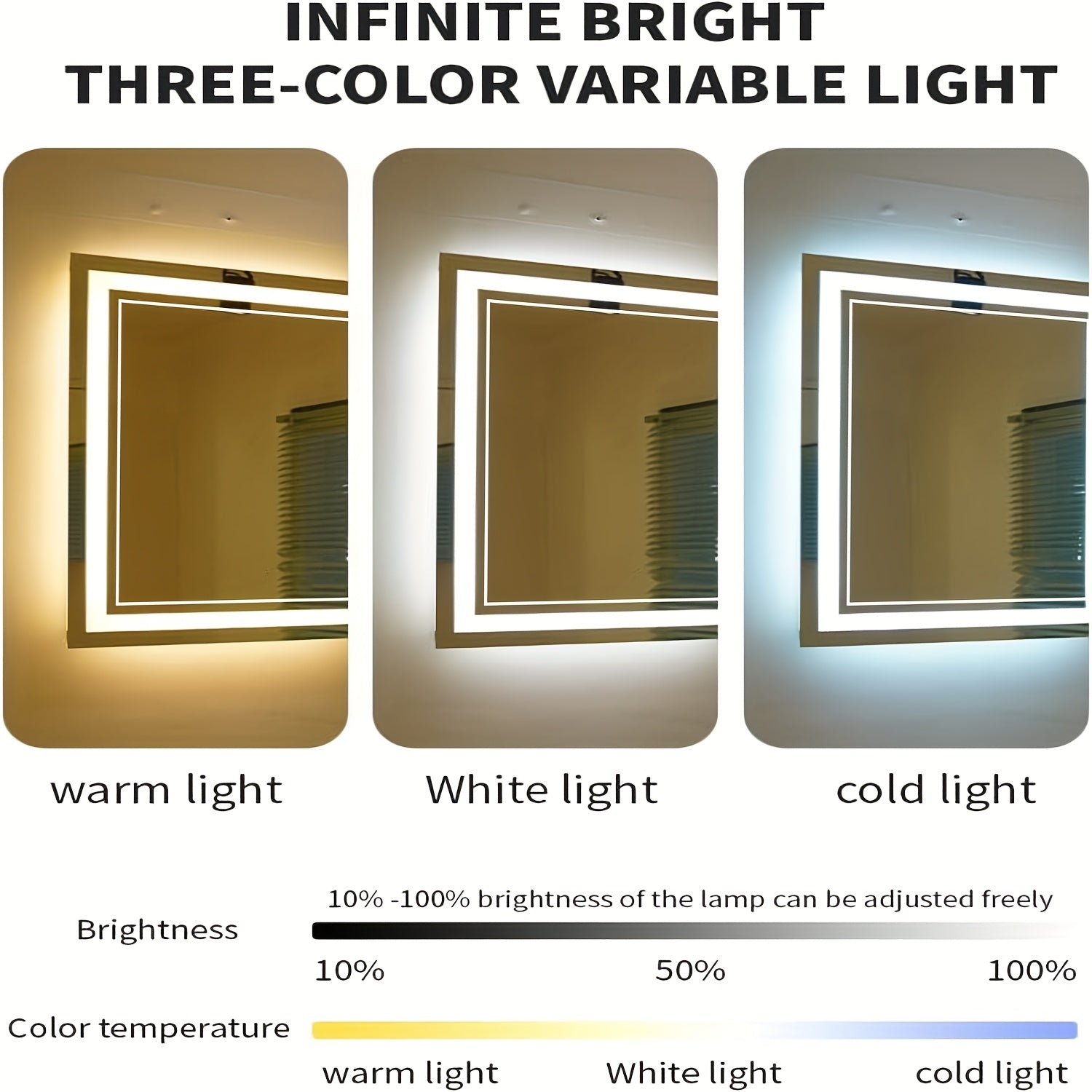 24 X 32'' - 24 X 36'' LED Bathroom Mirror Anti-Fog Smart Mirror Dimmable 3 Colors Front And Backlit Lights LED Mirror For Bathroom Lighted Mirror Vanity Mirror With Lights Wall Mounted Horizontal/Vertical Adjustable Shatter-P