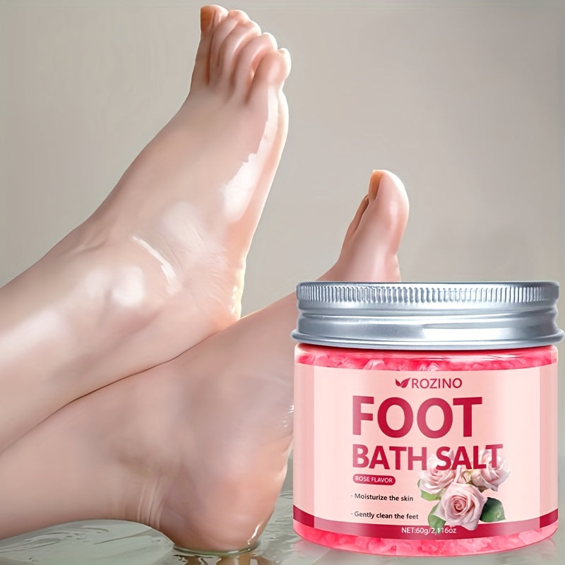 ROZINO Rose-Infused Sea Salt Foot Soak - 60g, Deep Cleansing & Moisturizing Bath Bomb for Dry, Cracked Feet - Perfect Gift for Women