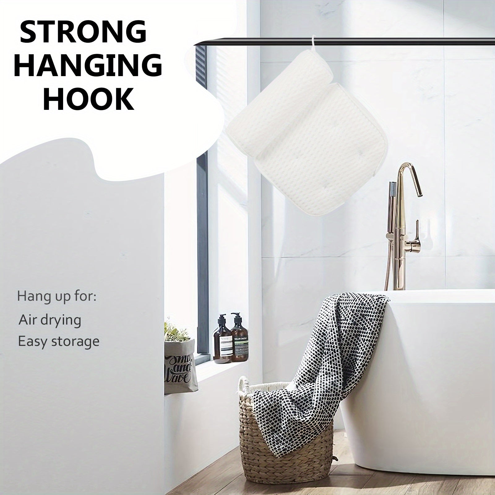 1pc Spa-like Bathtub Pillow with Non-Slip Suction Cups for Neck and Back Support bathroom accessories Bath/Bathroom Accessories