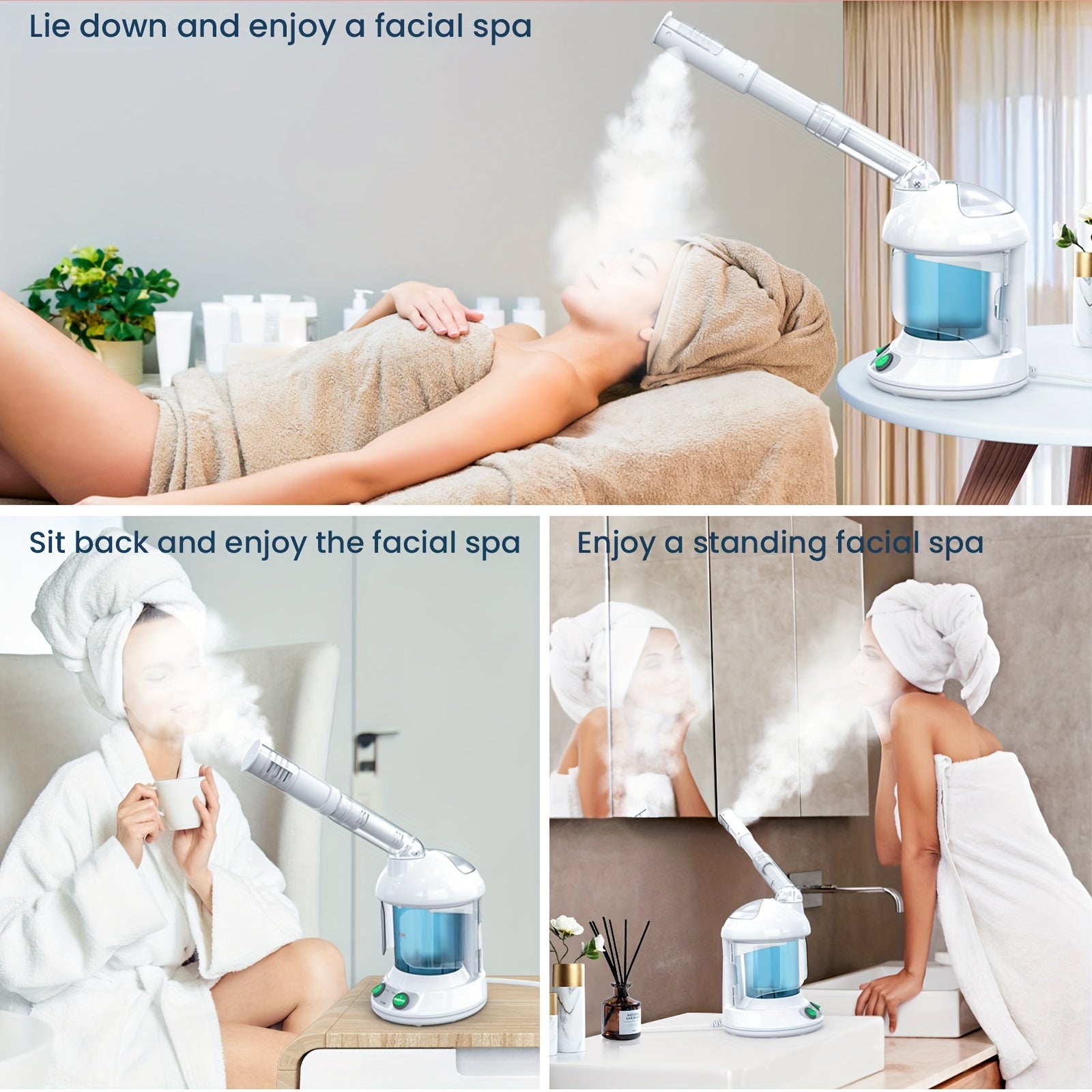 Facial Steamer, Fulog Nano Ionic Face Steamer For Facial Deep Cleaning Home Facial Spa, Portable Facial Steamer With 360° Rotatable Arm And Steel Skin Kits, Personal Care Use At Home Or Salon